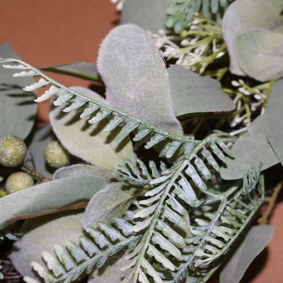 Artificial Eucalyptus wreath 14 inches wide new open box W/LED bluetooth lights - Picture 4 of 7